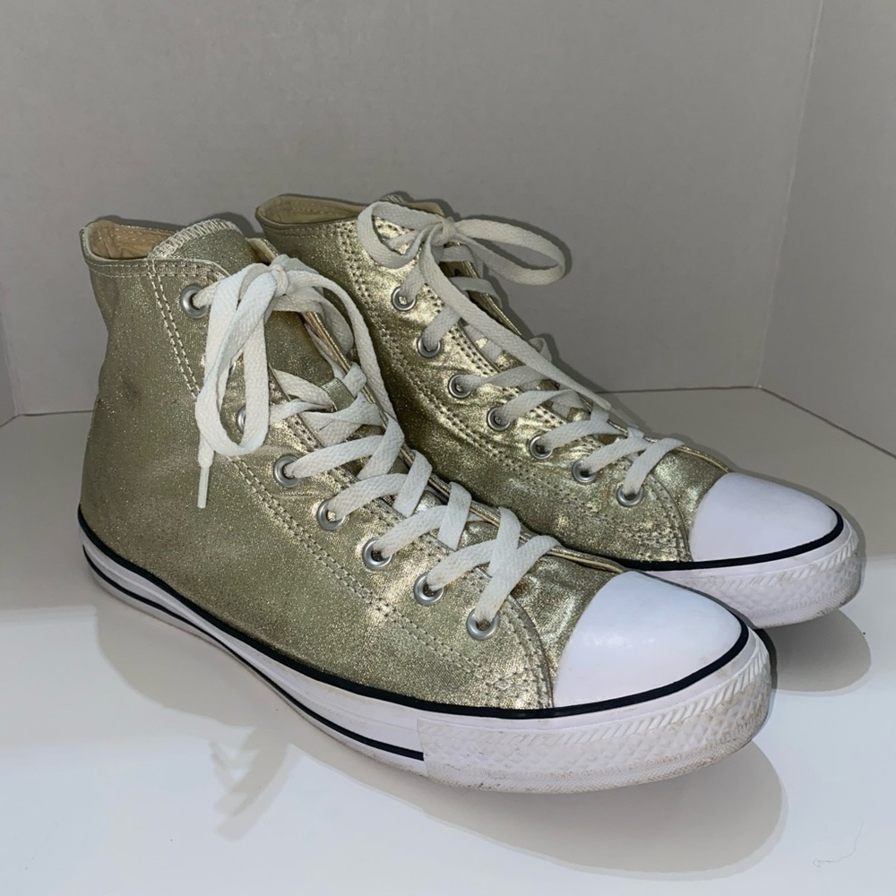Converse All Star gold metallic high top sneakers 10men/12 ladies